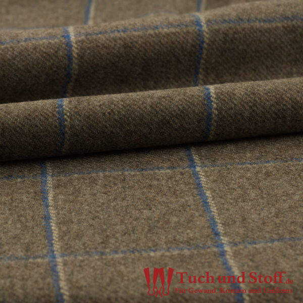 Diagonalköper (Tweed) Karo Falkengrau/Wollweiß/Argusfalterblau 360g/lfm