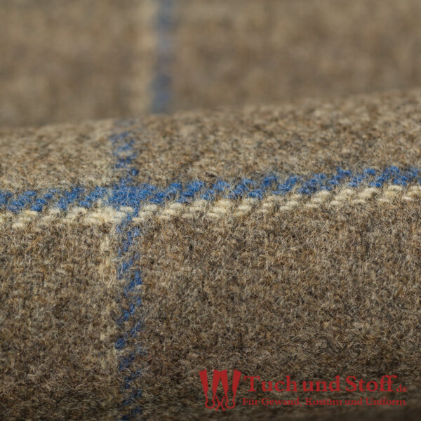 Diagonalköper (Tweed) Karo Falkengrau/Wollweiß/Argusfalterblau 360g/lfm – Bild 3
