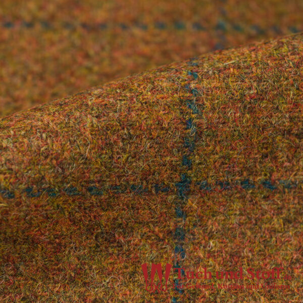 Diagonalköper (Tweed) Karo Herbstfarben mit Opalblau 360 g/lfm – Bild 2