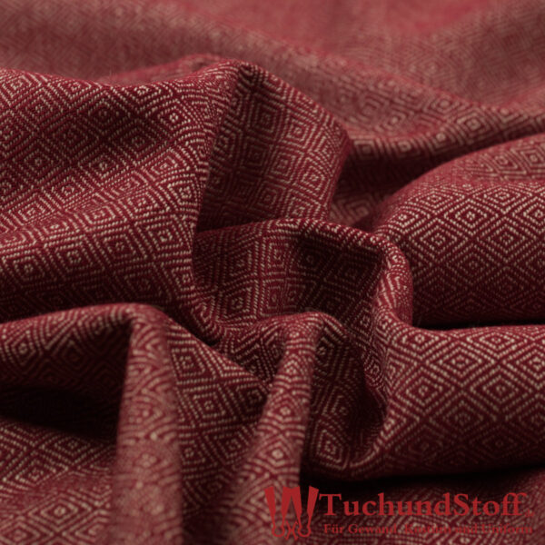 Wool Diamond Twill Wool White/Burgundy Red