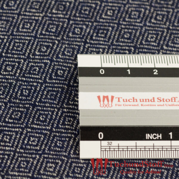 Laine sergé diamant blanc/bleu corbeau – Image 2
