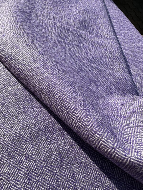 Laine sergé de diamant blanc/lilas